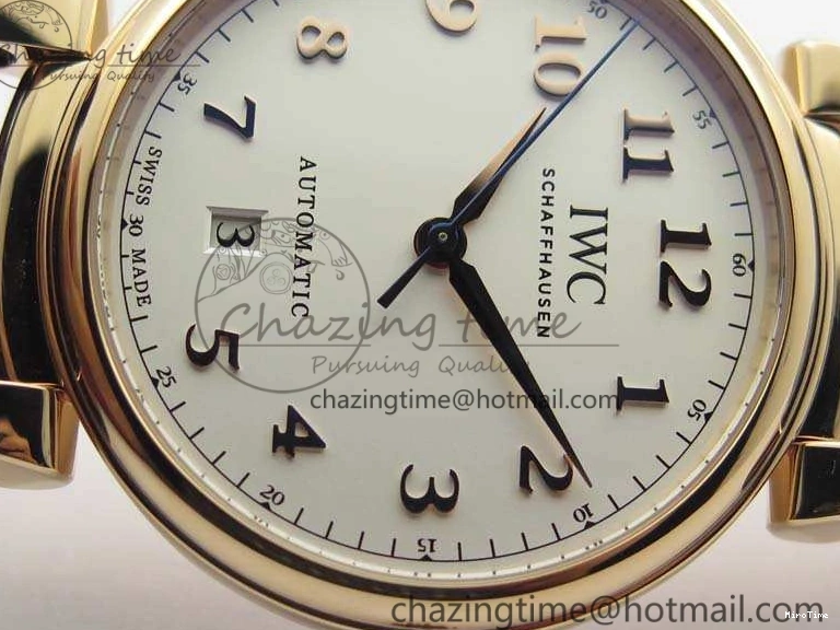 MIROTIME 0722 Neat Da Vinci IW356601 RG MKF 1:1 Best Edition White Dial On Brown Leather Strap A 7230